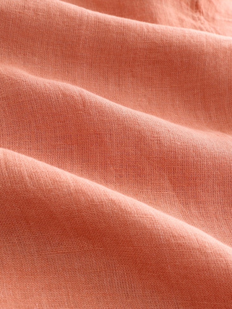 Peach Pink 100% Linen Beach Shirt - Image 8 of 8