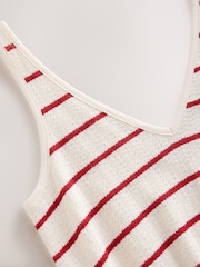 Red/Ecru Jersey V-Neck Playsuit - Image 8 of 8