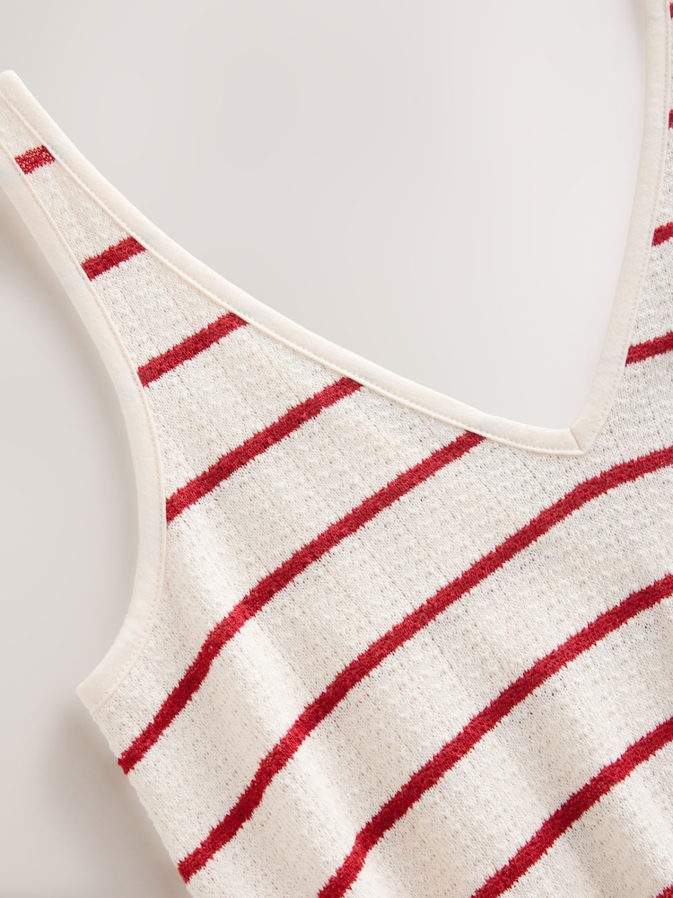 Red/Ecru Jersey V-Neck Playsuit - Image 8 of 8