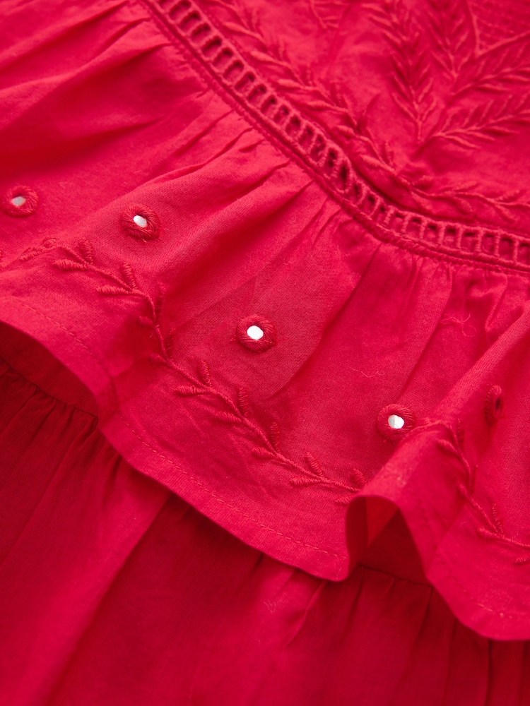 Red Rara Style 100% Cotton Mini Skirt - Image 8 of 8