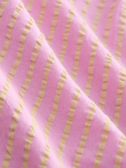 Rosa/Amarelo - Macacão texturizado sem ombro - Imagem 6 de 7