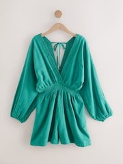 Teal Blue Long Sleeve Playsuit - Image 8 of 10