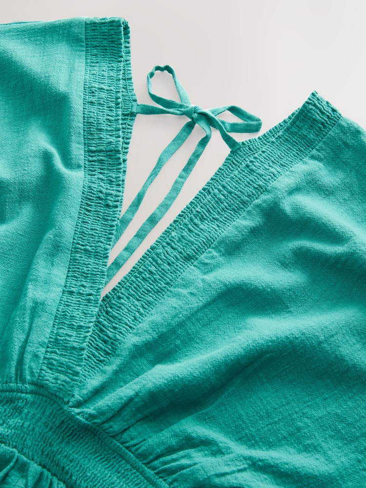 Teal Blue Long Sleeve Playsuit - Image 9 of 10