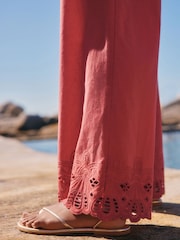 Rust Brown Shirred Wide Leg 100% Cotton Jumpsuit - Image 5 of 8