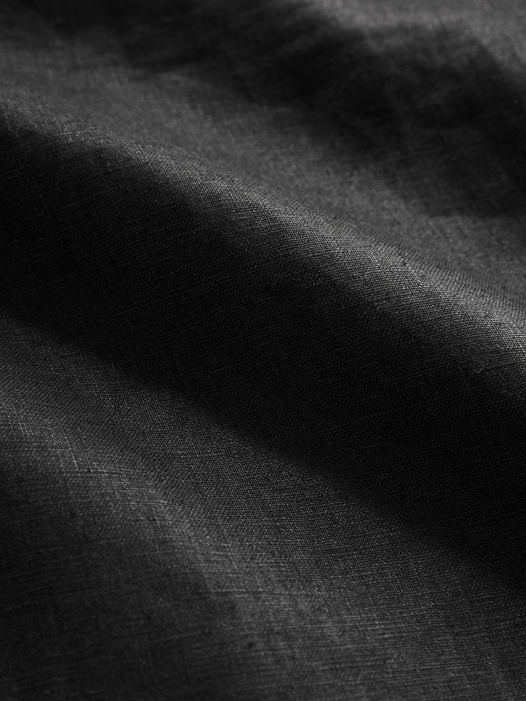 黑色 - 100 % 亚麻中长裙 - 9的图像9｝