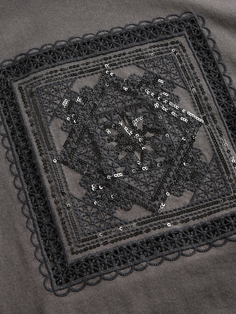 Gris antracita - Camisa corta con bordado - Imagen 8 de 8 Gris antracita - Camisa corta con bordado - Imagen 8 de 8