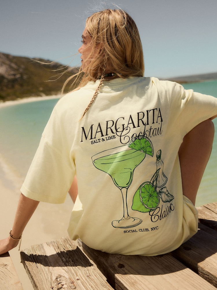 Yellow Margarita Graphic Print Beach T-Shirt - Image 3 of 9