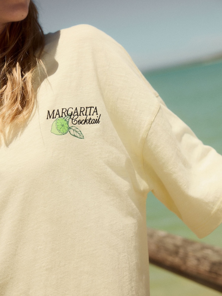 Yellow Margarita Graphic Print Beach T-Shirt - Image 4 of 9