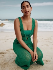 self. Green Crochet Maxi Beach Dress - Image 2 of 7