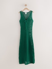 self. Green Crochet Maxi Beach Dress - Image 6 of 7
