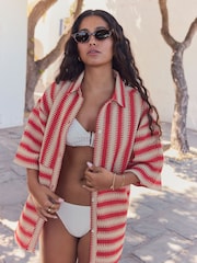 Rojo/crudo - Prenda de playa de crochet - Imagen 3 de 9