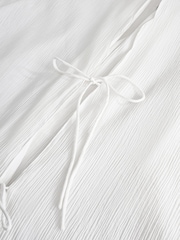 White 100% Cotton Textured Beach Cover-Up - Image 10 of 10