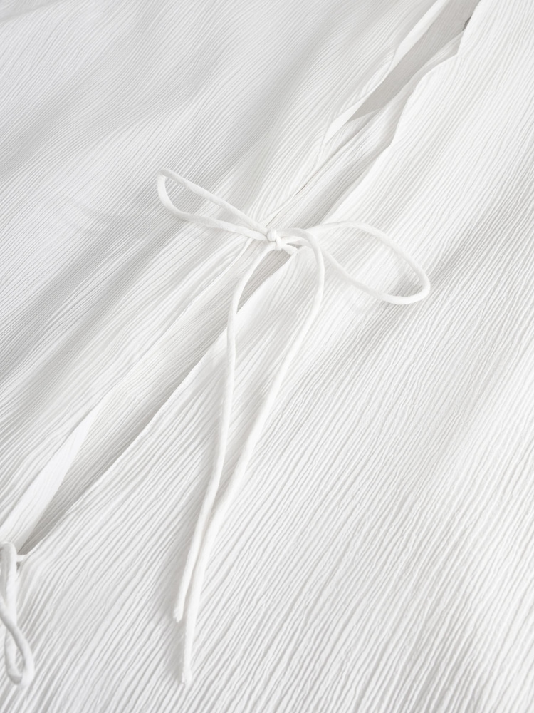 White 100% Cotton Textured Beach Cover-Up - Image 10 of 10