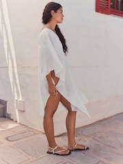White 100% Cotton Textured Beach Cover-Up - Image 4 of 10