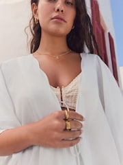 White 100% Cotton Textured Beach Cover-Up - Image 6 of 10