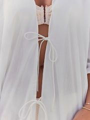 White 100% Cotton Textured Beach Cover-Up - Image 7 of 10