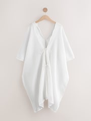 White 100% Cotton Textured Beach Cover-Up - Image 8 of 10