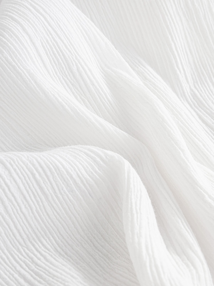 White 100% Cotton Textured Beach Cover-Up - Image 9 of 10