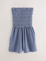 Blue Wash Bandeau Shirred Playsuit - Image 7 of 9