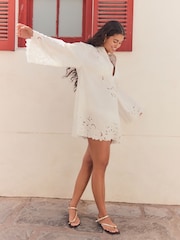 Cream 100% Cotton Broderie Kaftan Cover-Up - Image 2 of 6