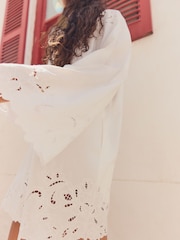 Cream 100% Cotton Broderie Kaftan Cover-Up - Image 6 of 6