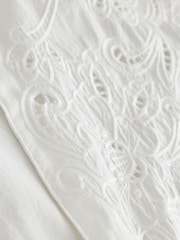 Creme - 100% algodão Broderie Kaftan Cover-Up - Imagem 8 de 9