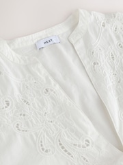 Creme - 100% algodão Broderie Kaftan Cover-Up - Imagem 9 de 9