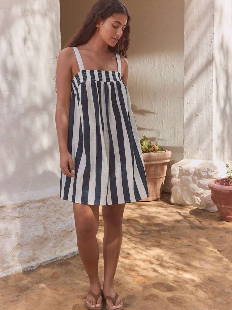 Navy Mini Summer 100% Cotton Dress - Image 2 of 8