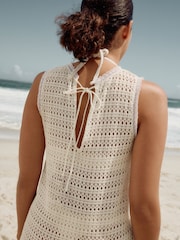 Ecru Crochet Shift Mini Dress - Image 5 of 6