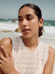 Ecru Crochet Shift Mini Dress - Image 6 of 6