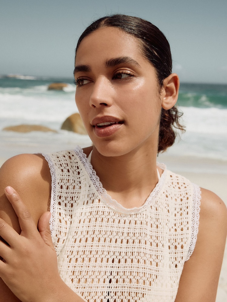 Ecru Crochet Shift Mini Dress - Image 6 of 6