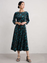 Seasalt Cornwall Black Oak Cottage Velvet Dress - Image 1 of 5