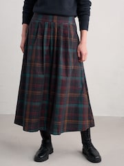 Seasalt Cornwall Blue Day Dream Cord Check Midi Skirt - Image 2 of 5