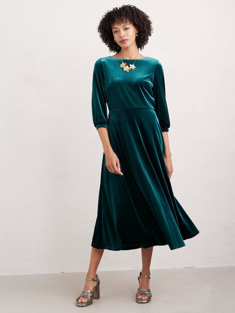 Seasalt Cornwall Blue Tall Oak Cottage Velvet Dress - Image 1 of 5