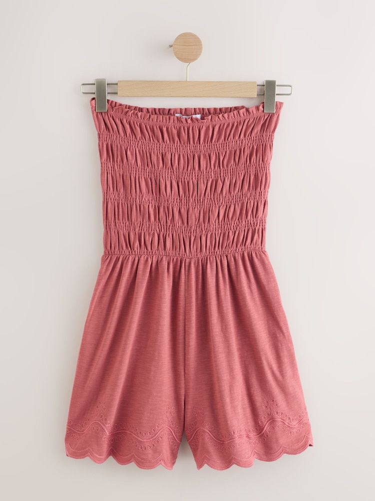 Rose Pink Bandeau Shirred Playsuit - Image 7 of 9