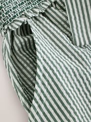 Green Textured Seersucker 100% Cotton Playsuit - Image 8 of 8
