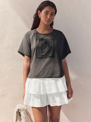 Cream Rara Style 100% Cotton Mini Skirt - Image 2 of 8