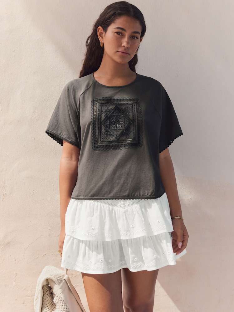 Cream Rara Style 100% Cotton Mini Skirt - Image 2 of 8