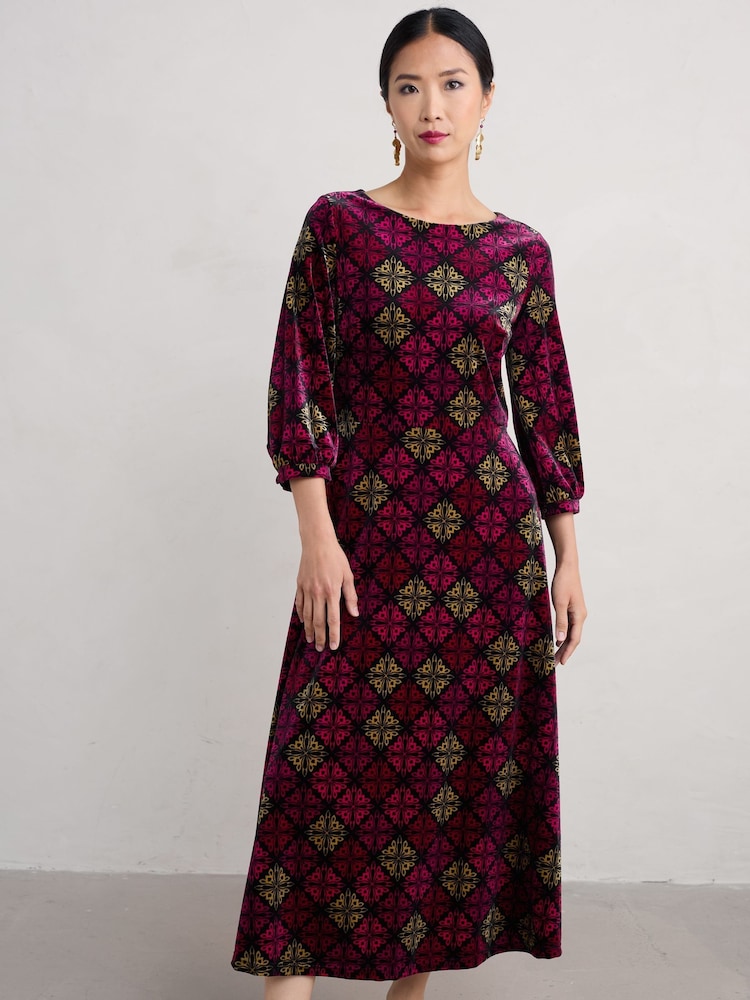 Seasalt Cornwall Pink Tall Oak Cottage Velvet Dress - Image 1 of 5