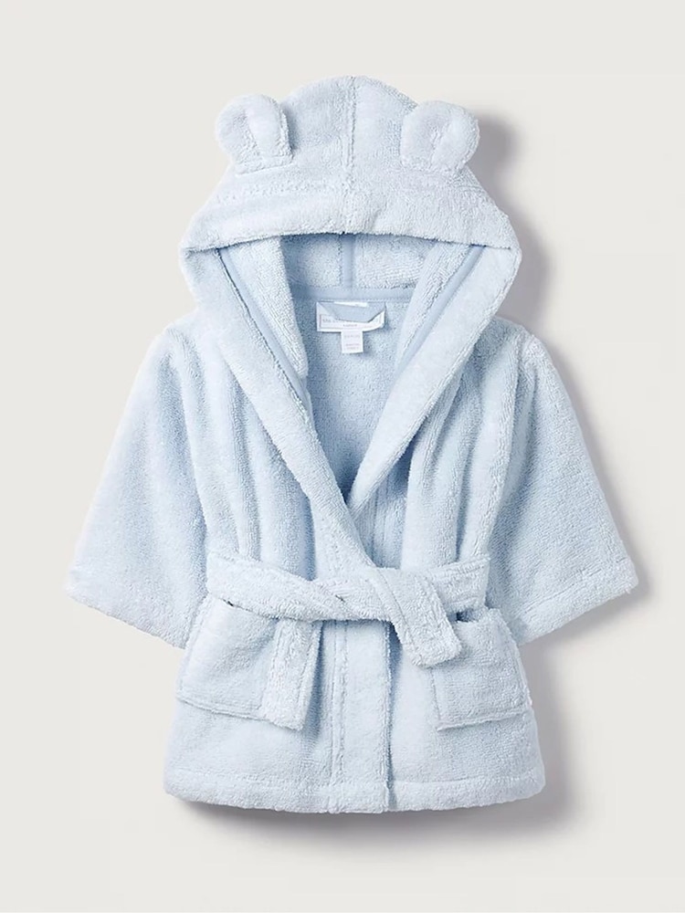 The White Company Blue Bear Baby 100%  Cotton Robe - Image 2 of 3