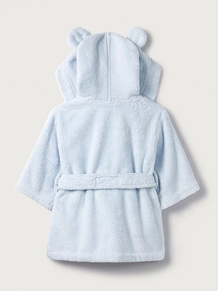 The White Company Blue Bear Baby 100%  Cotton Robe - Image 3 of 3