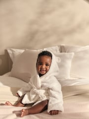 The White Company Bear Baby 100% Cotton White Robe - Image 1 of 2
