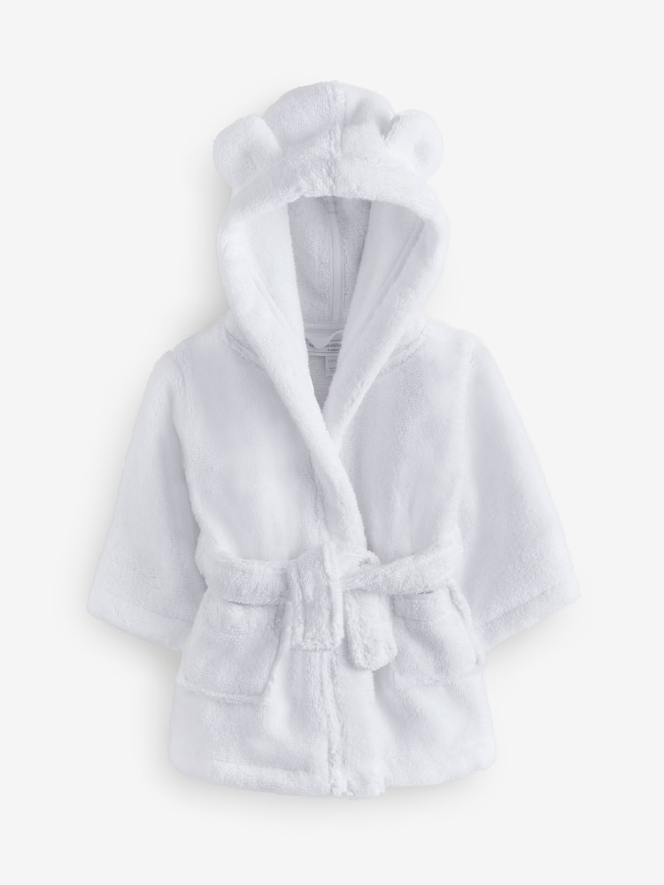 The White Company Bear Baby 100% Cotton White Robe - Image 2 of 2