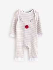 The White Company Grey Jingles Stripe Sleepsuit - Image 1 of 1