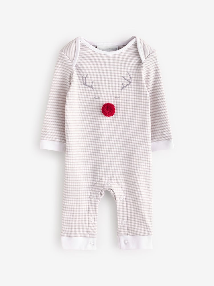 The White Company Grey Jingles Stripe Sleepsuit - Image 1 of 1