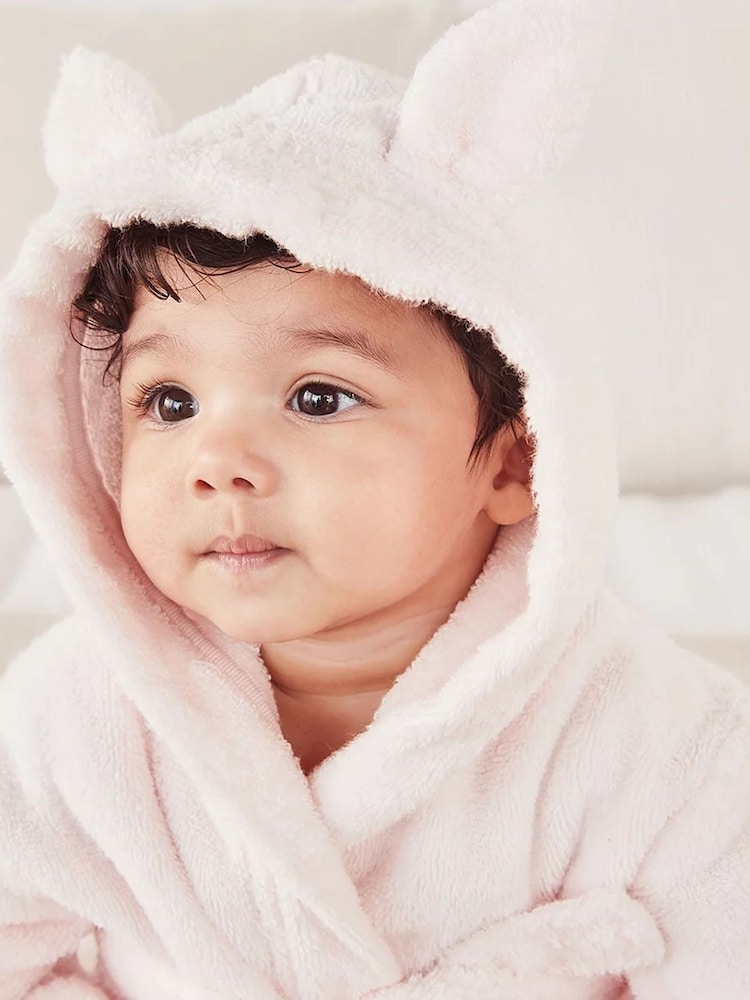 The White Company Pink Bear Baby 100% Cotton Robe - Image 2 of 4