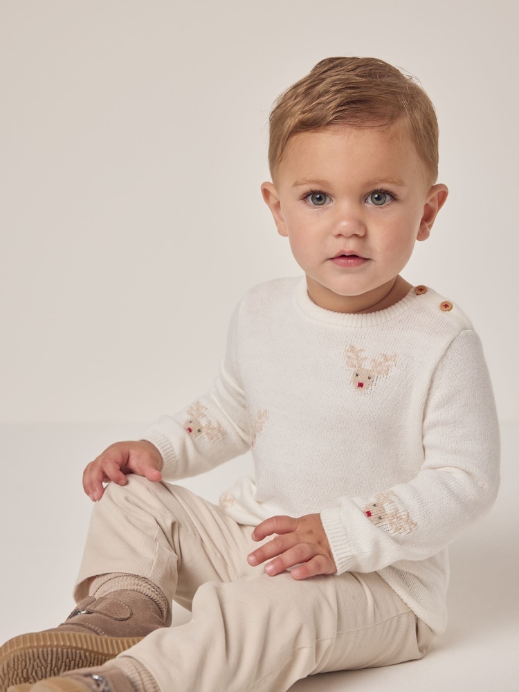 The White Company Wool Jingles White Jumper - Image 2 of 6