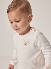 The White Company Wool Jingles White Jumper - Image 3 of 6