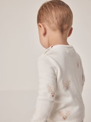 The White Company Wool Jingles White Jumper - Image 4 of 6