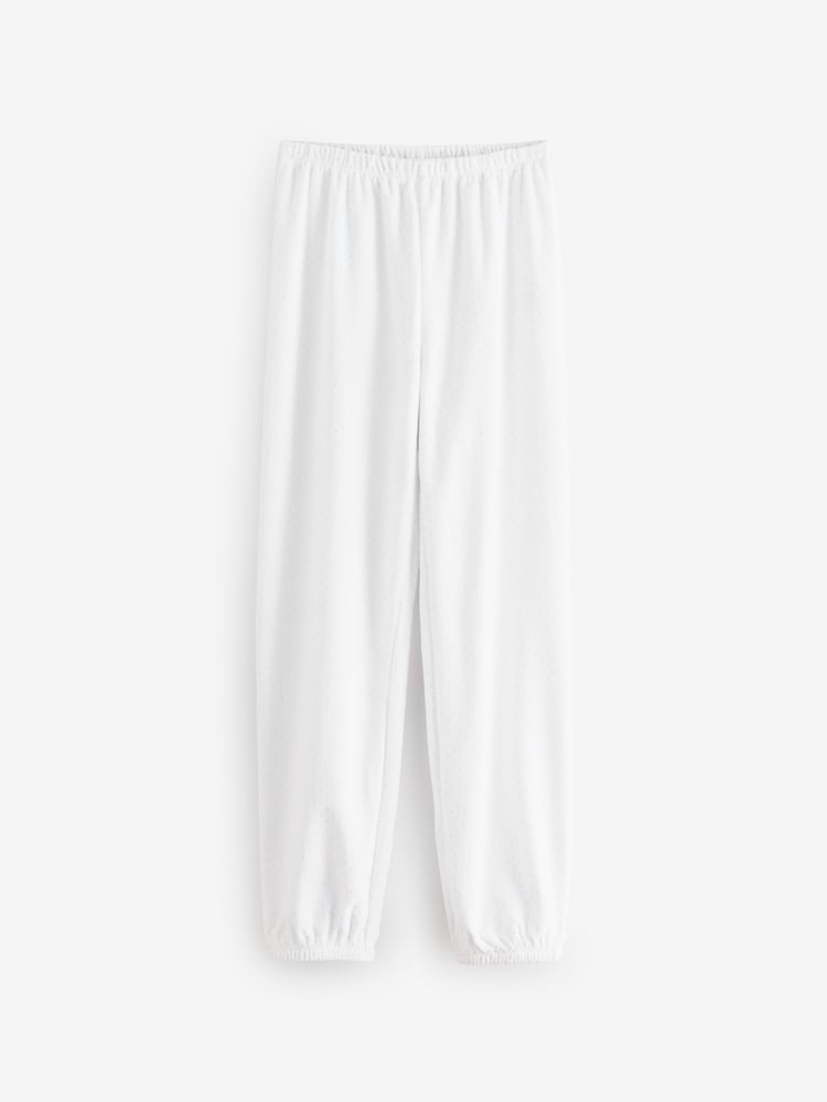The White Company Relaxed Fit Velour Jingles White Pyjamas - Image 3 of 3